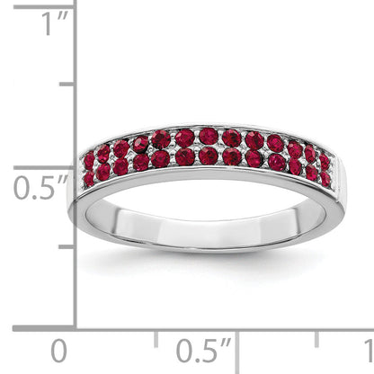 Sterlingsilber Rhodiniert Poliert Rot Kristall Ring