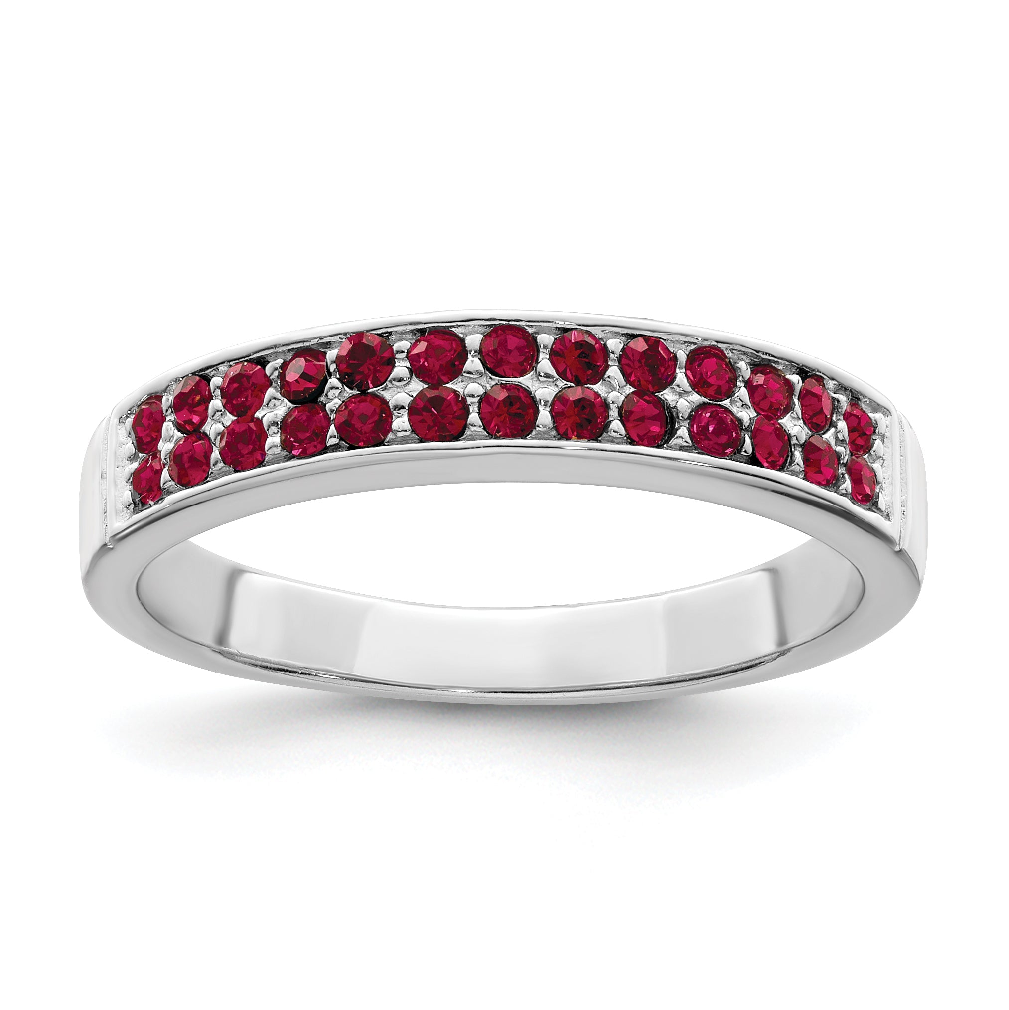 Sterlingsilber Rhodiniert Poliert Rot Kristall Ring