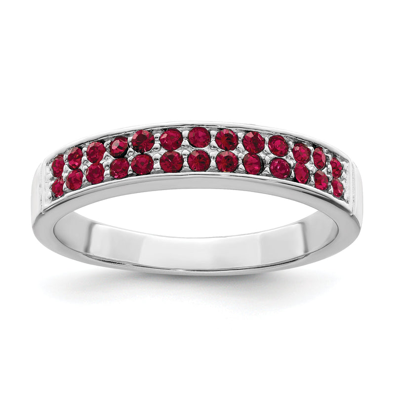 Sterlingsilber Rhodiniert Poliert Rot Kristall Ring