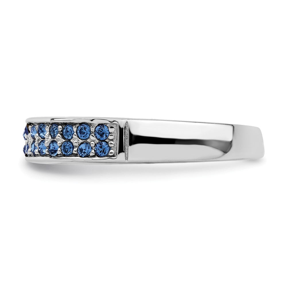 Sterlingsilber Rhodiniert Poliert Blau Kristall Ring