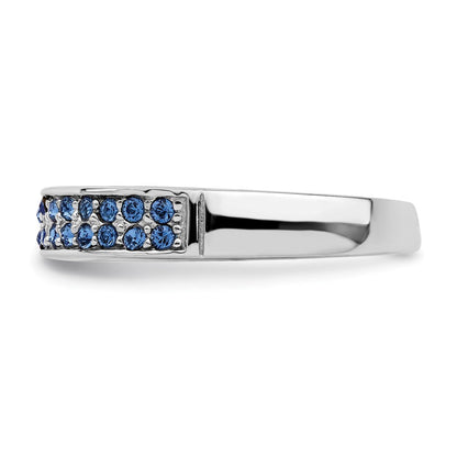 Sterlingsilber Rhodiniert Poliert Blau Kristall Ring