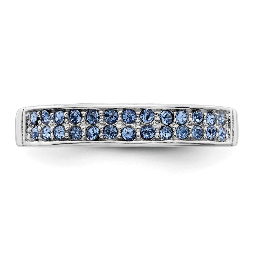 Sterlingsilber Rhodiniert Poliert Blau Kristall Ring