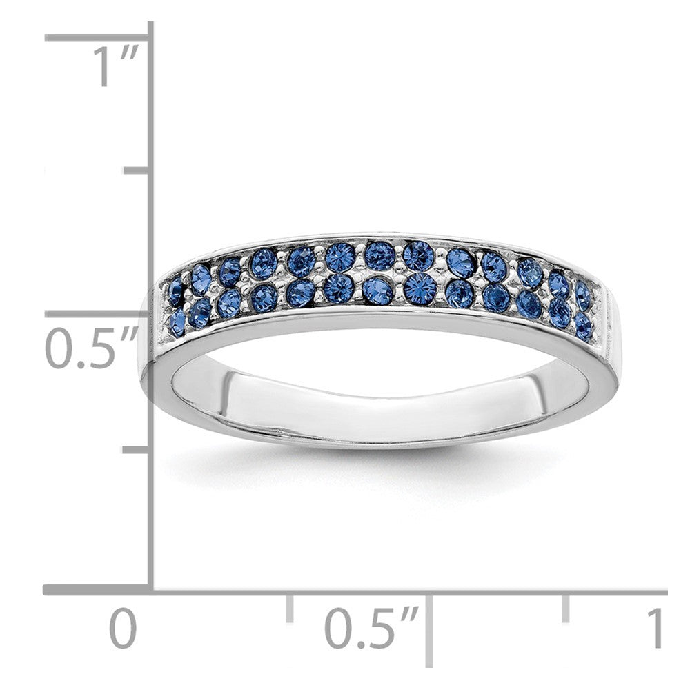 Sterlingsilber Rhodiniert Poliert Blau Kristall Ring