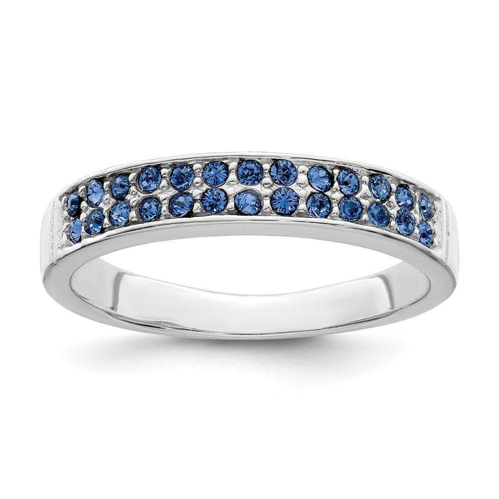 Sterlingsilber Rhodiniert Poliert Blau Kristall Ring