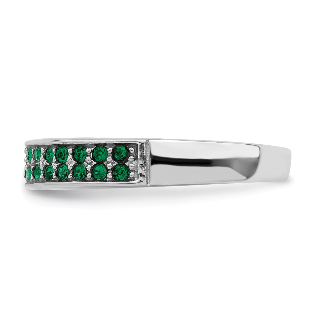 Sterlingsilber Rhodiniert Poliert Grün Kristall Ring