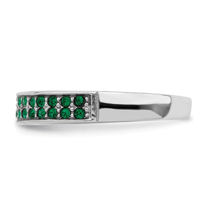 Sterlingsilber Rhodiniert Poliert Grün Kristall Ring