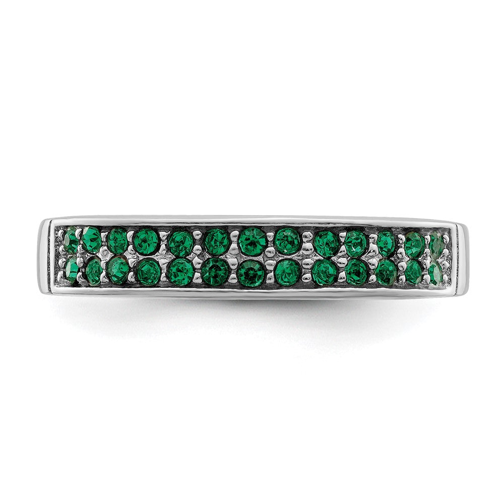 Sterlingsilber Rhodiniert Poliert Grün Kristall Ring