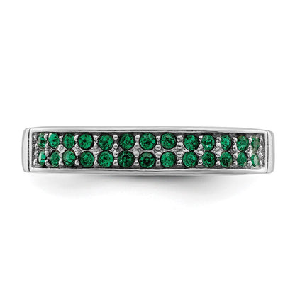 Sterlingsilber Rhodiniert Poliert Grün Kristall Ring