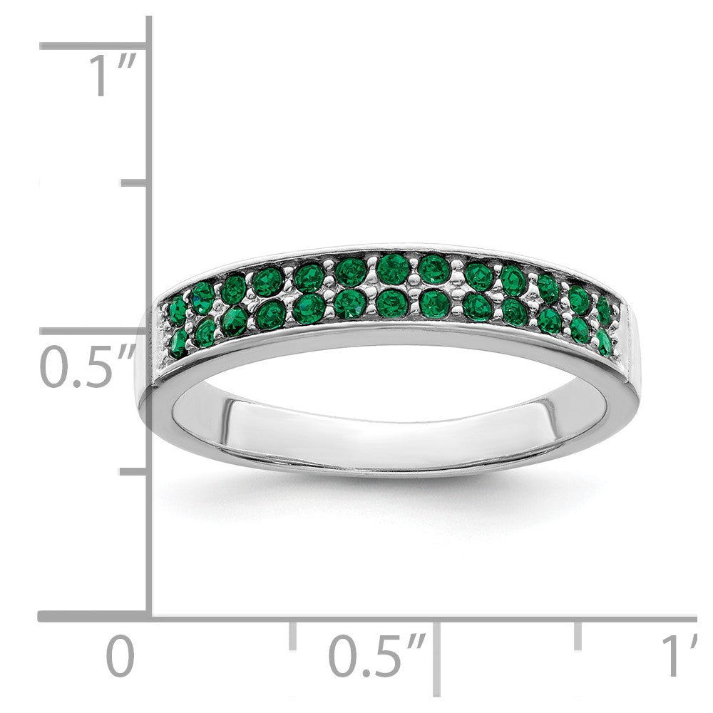 Sterlingsilber Rhodiniert Poliert Grün Kristall Ring