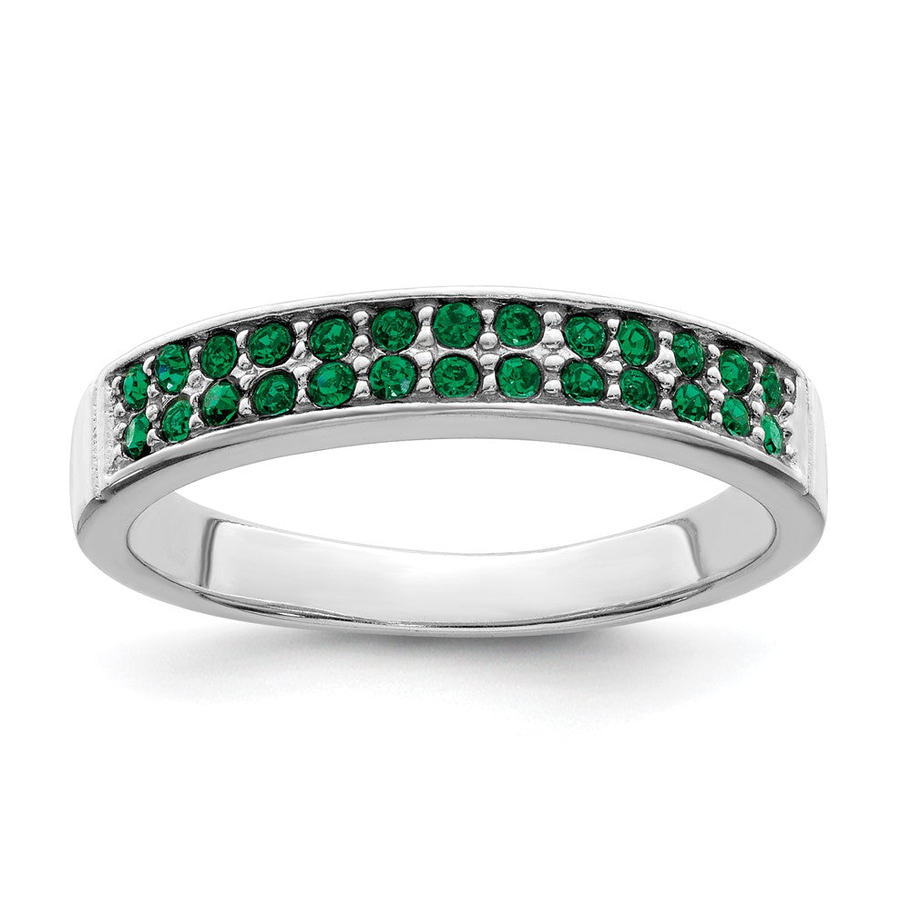 Sterlingsilber Rhodiniert Poliert Grün Kristall Ring