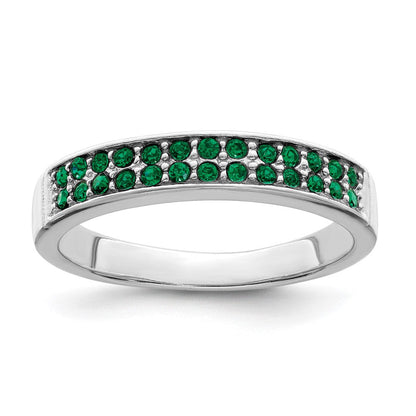 Sterlingsilber Rhodiniert Poliert Grün Kristall Ring
