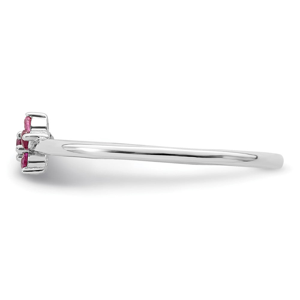 Sterlingsilber Rhodiniert Poliert Rot Zirkonia Blume Ring