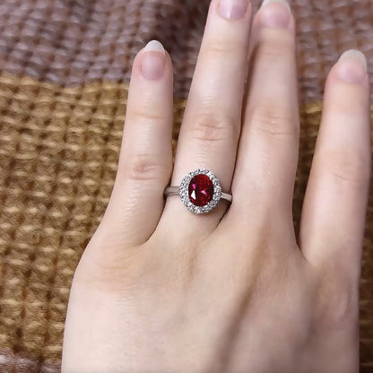 Sterlingsilber Poliert Rhodiniert Rot und Klar Zirkonia Ring