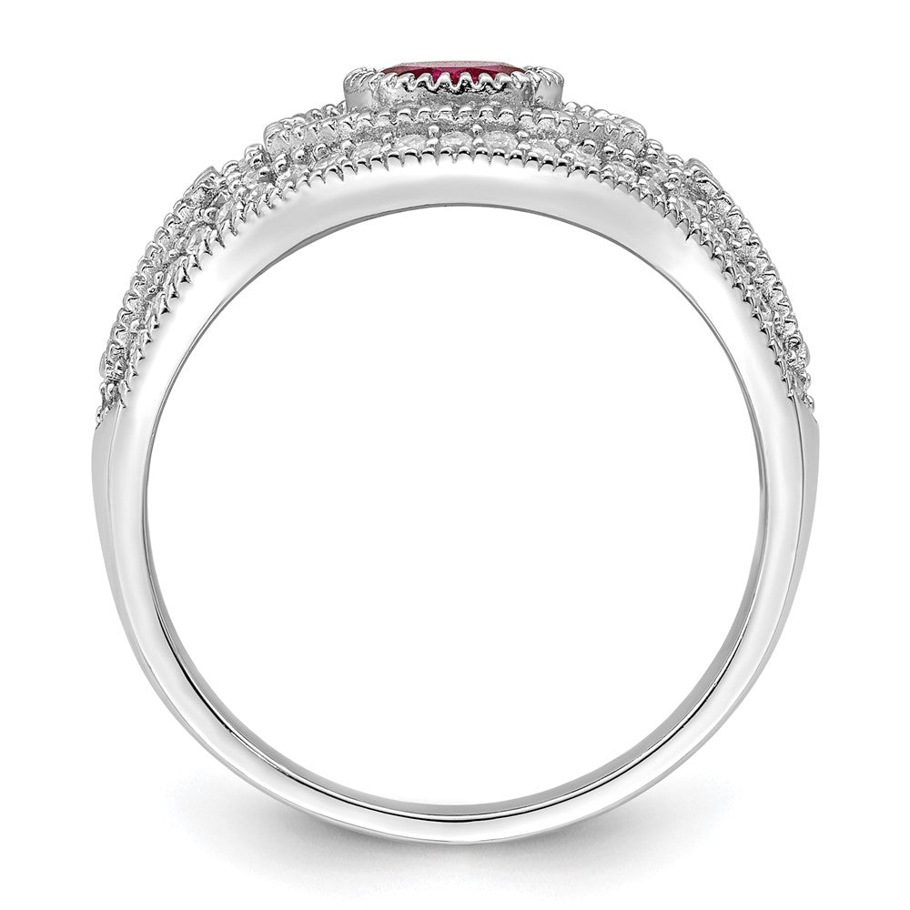 Sterlingsilber Rhodiniert Poliert Rot & Weiß Zirkonia Ring