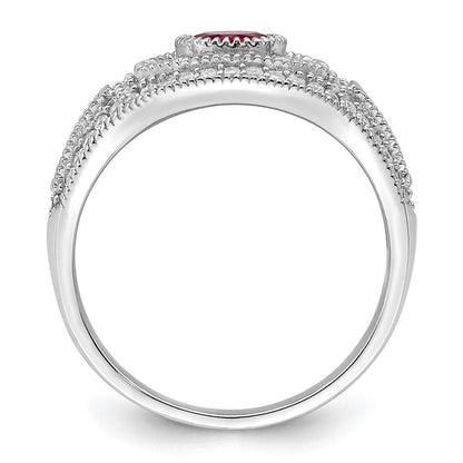 Sterlingsilber Rhodiniert Poliert Rot & Weiß Zirkonia Ring