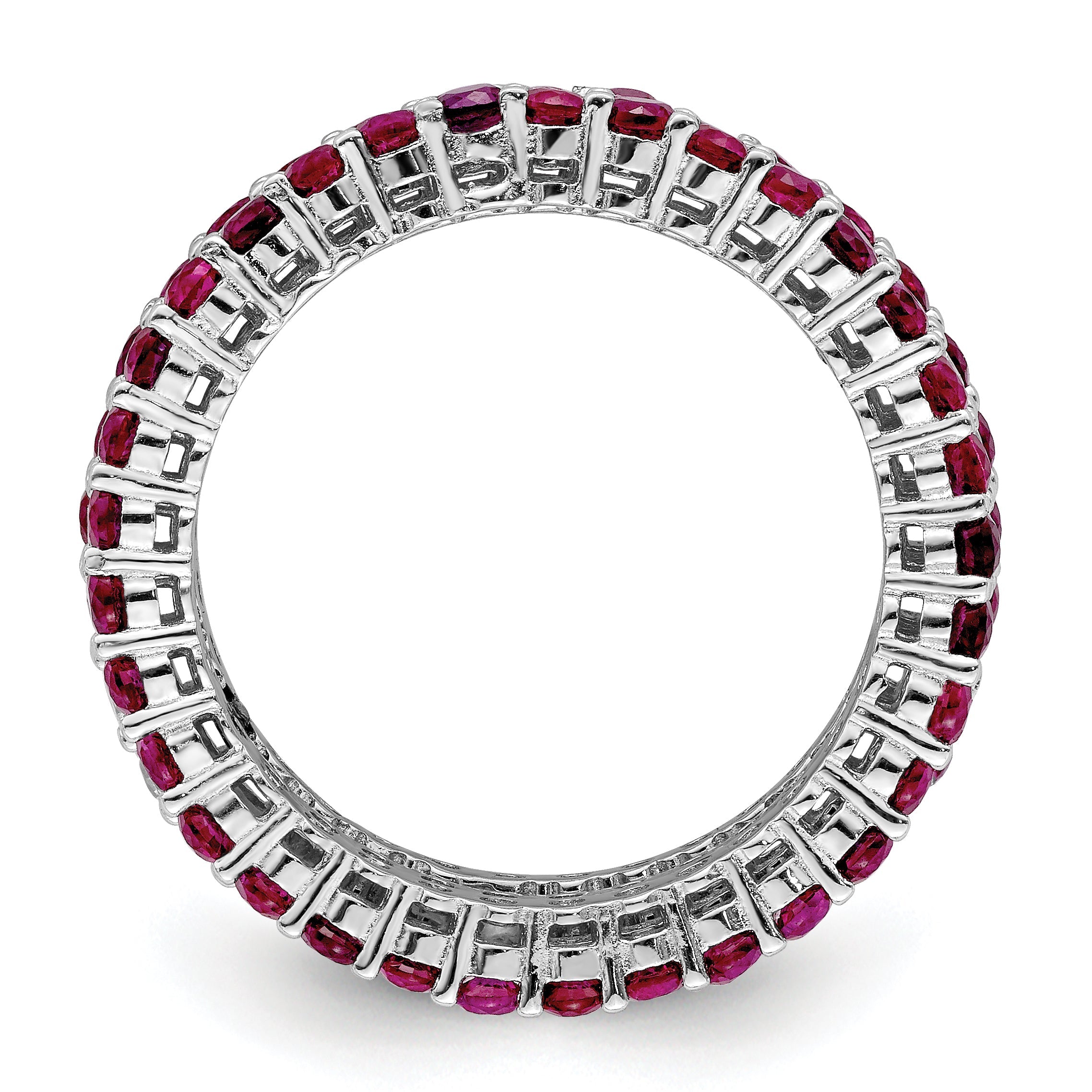 Sterlingsilber Rhodiniert Poliert Rosa & Weiß Zirkonia 3 Ring Set