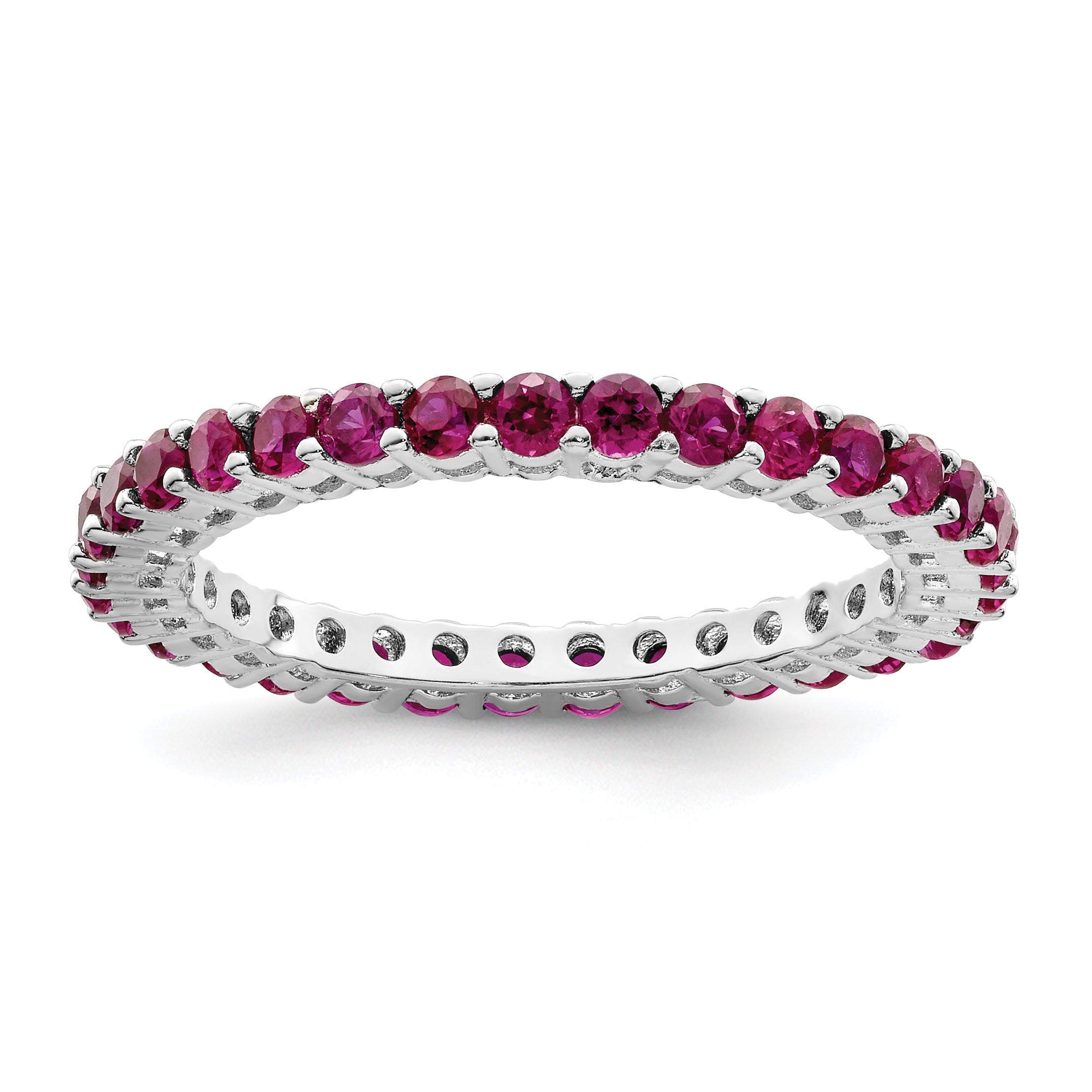 Sterlingsilber Rhodiniert Poliert Rosa & Weiß Zirkonia 3 Ring Set