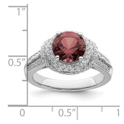 Sterlingsilber Rhodiniert Rauch Rosa & Weiß Zirkonia Ring