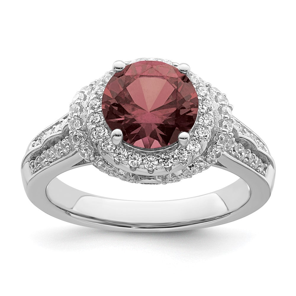 Sterlingsilber Rhodiniert Rauch Rosa & Weiß Zirkonia Ring