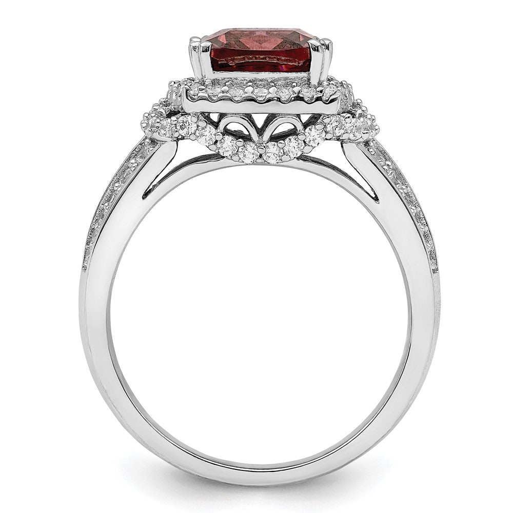 Sterlingsilber Rhodiniert Rauch Rosa & Weiß Zirkonia Ring (size 8 Nur)