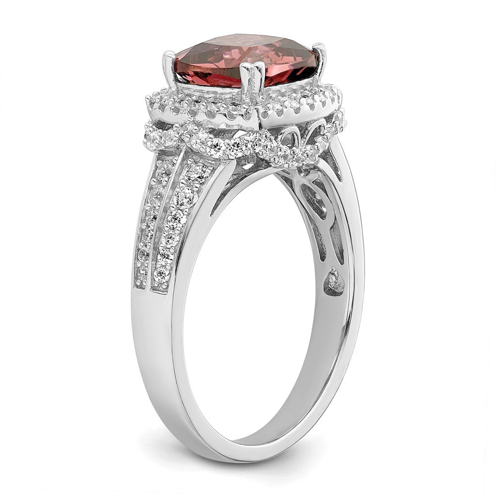 Sterlingsilber Rhodiniert Rauch Rosa & Weiß Zirkonia Ring (size 8 Nur)