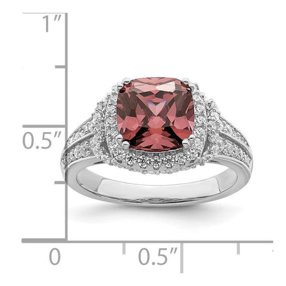 Sterlingsilber Rhodiniert Rauch Rosa & Weiß Zirkonia Ring (size 8 Nur)