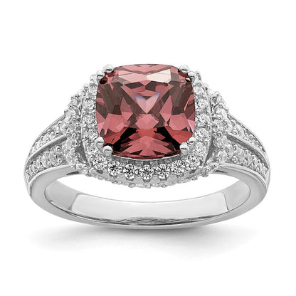 Sterlingsilber Rhodiniert Rauch Rosa & Weiß Zirkonia Ring (size 8 Nur)