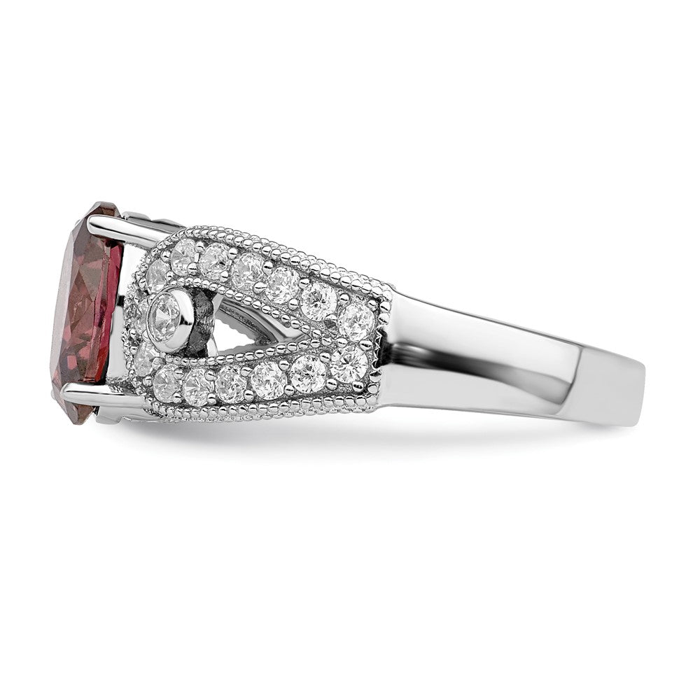 Sterlingsilber Rhodiniert Rauch Rosa & Weiß Zirkonia Ring (size 6 Nur)