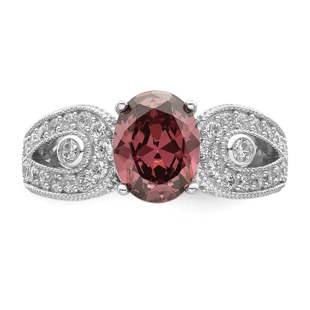Sterlingsilber Rhodiniert Rauch Rosa & Weiß Zirkonia Ring (size 6 Nur)