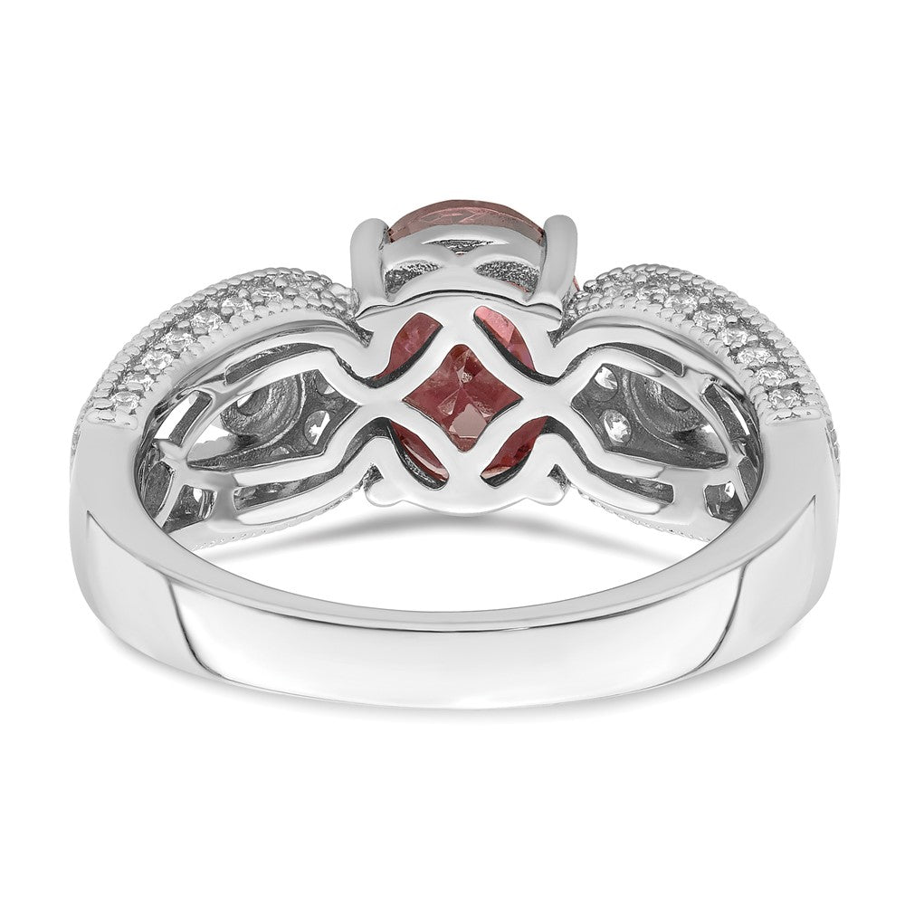 Sterlingsilber Rhodiniert Rauch Rosa & Weiß Zirkonia Ring (size 6 Nur)