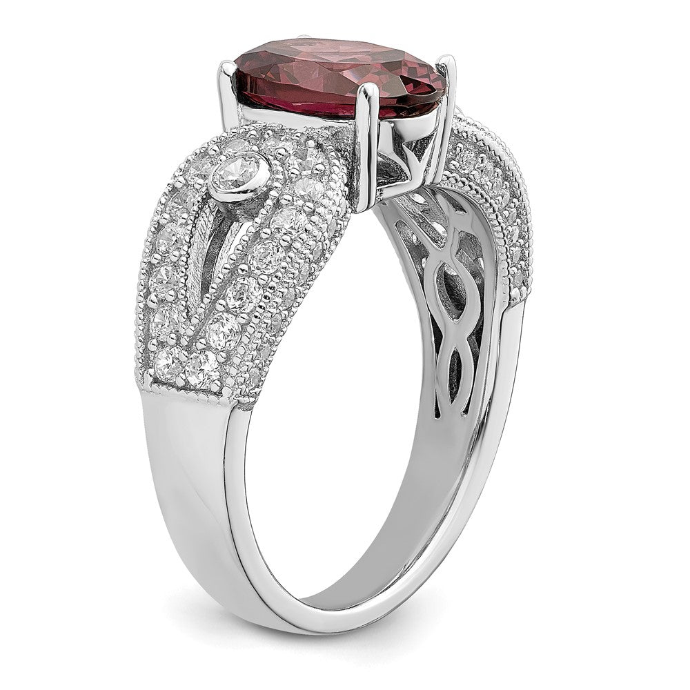 Sterlingsilber Rhodiniert Rauch Rosa & Weiß Zirkonia Ring (size 6 Nur)