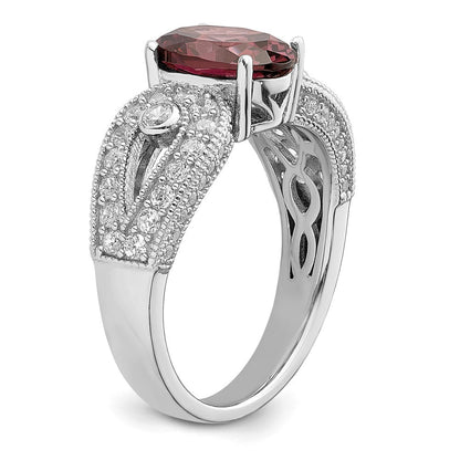 Sterlingsilber Rhodiniert Rauch Rosa & Weiß Zirkonia Ring (size 6 Nur)