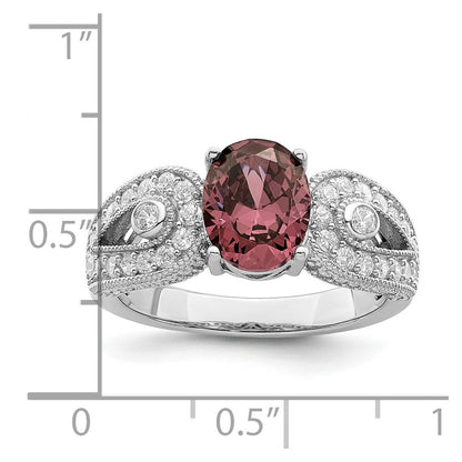 Sterlingsilber Rhodiniert Rauch Rosa & Weiß Zirkonia Ring (size 6 Nur)