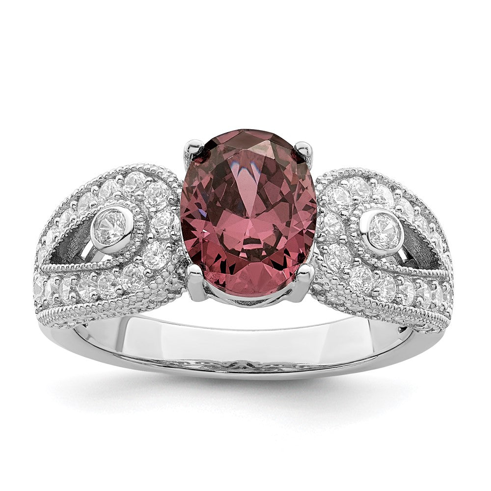 Sterlingsilber Rhodiniert Rauch Rosa & Weiß Zirkonia Ring (size 6 Nur)