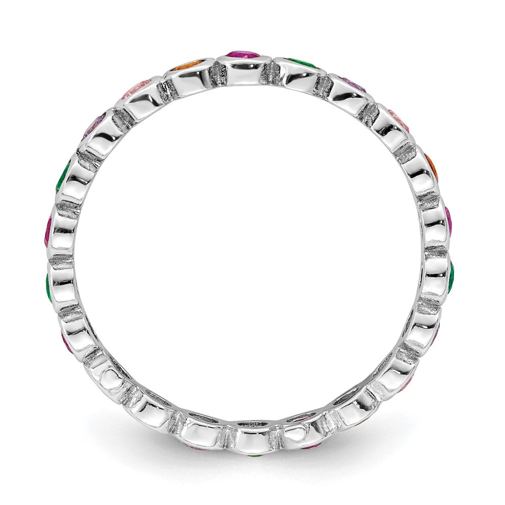 Sterlingsilber Rhodiniert Poliert Mehrfarbig Zirkonia Ring