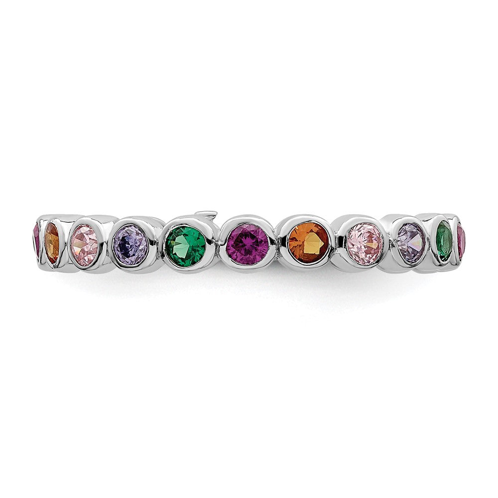 Sterlingsilber Rhodiniert Poliert Mehrfarbig Zirkonia Ring