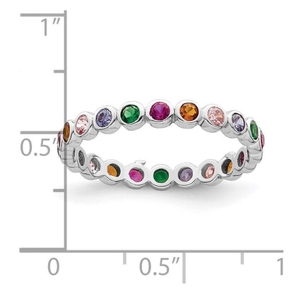 Sterlingsilber Rhodiniert Poliert Mehrfarbig Zirkonia Ring