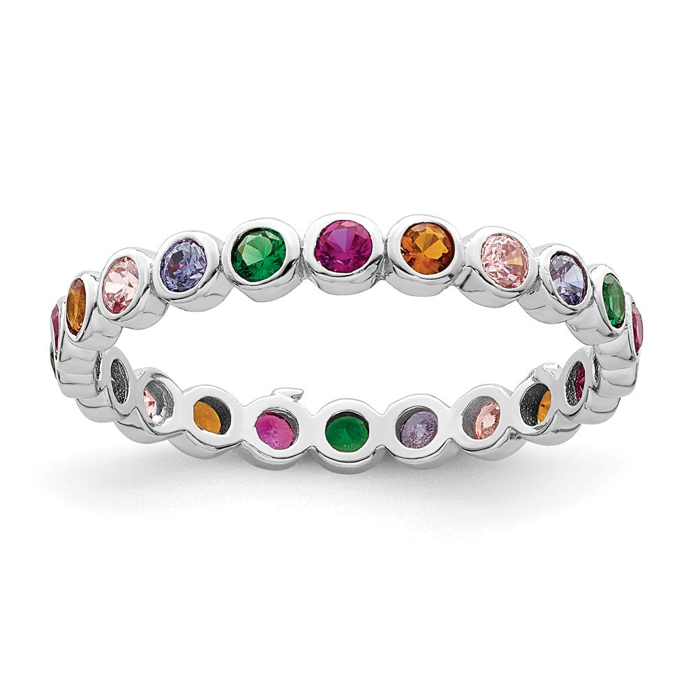 Sterlingsilber Rhodiniert Poliert Mehrfarbig Zirkonia Ring