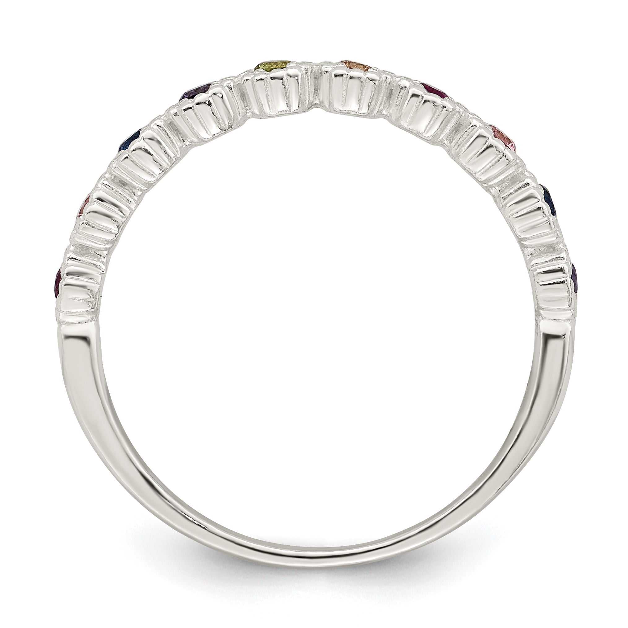 Sterlingsilber Poliert Regenbogen Zirkonia Ring