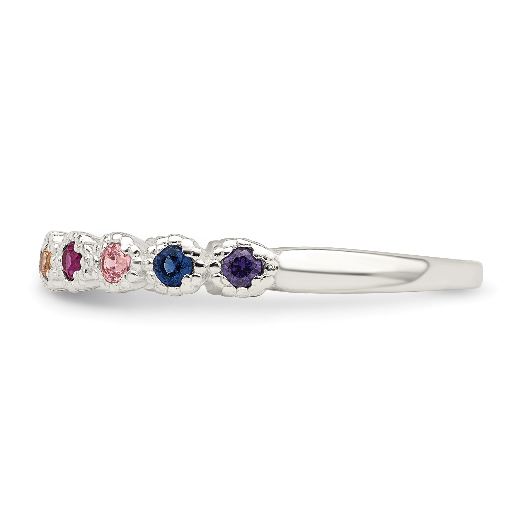 Sterlingsilber Poliert Regenbogen Zirkonia Ring