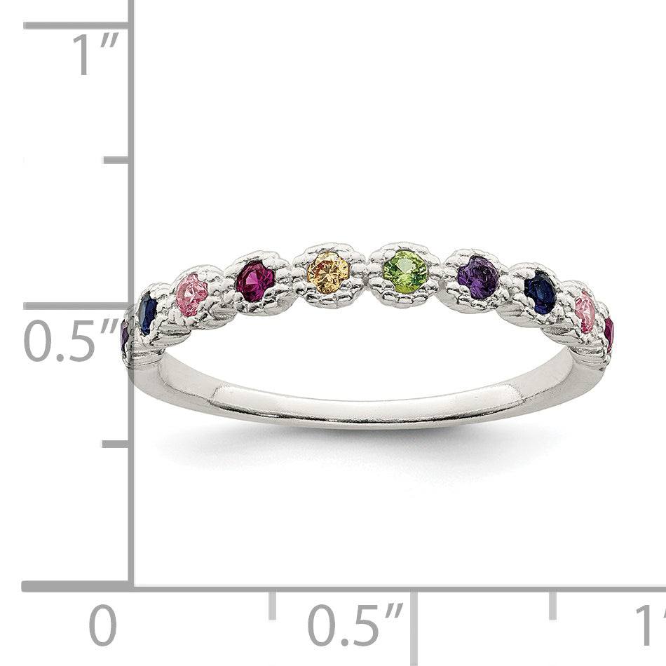 Sterlingsilber Poliert Regenbogen Zirkonia Ring
