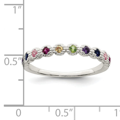 Sterlingsilber Poliert Regenbogen Zirkonia Ring
