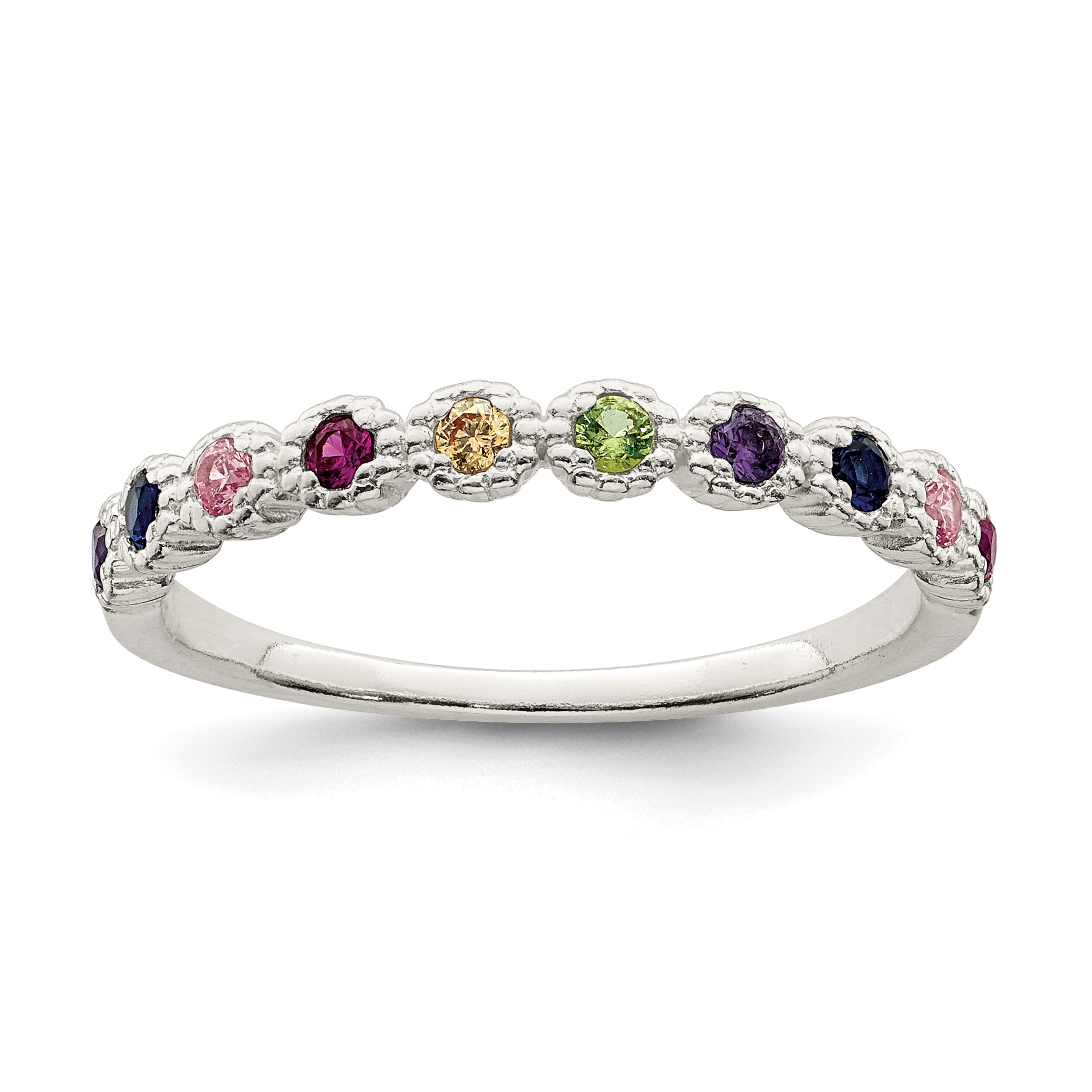 Sterlingsilber Poliert Regenbogen Zirkonia Ring