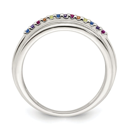 Sterlingsilber Poliert Regenbogen Zirkonia 3 Ring