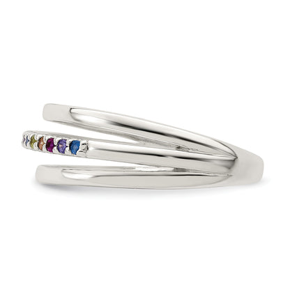 Sterlingsilber Poliert Regenbogen Zirkonia 3 Ring