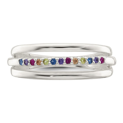 Sterlingsilber Poliert Regenbogen Zirkonia 3 Ring