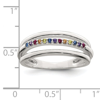 Sterlingsilber Poliert Regenbogen Zirkonia 3 Ring