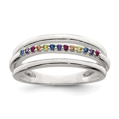 Sterlingsilber Poliert Regenbogen Zirkonia 3 Ring
