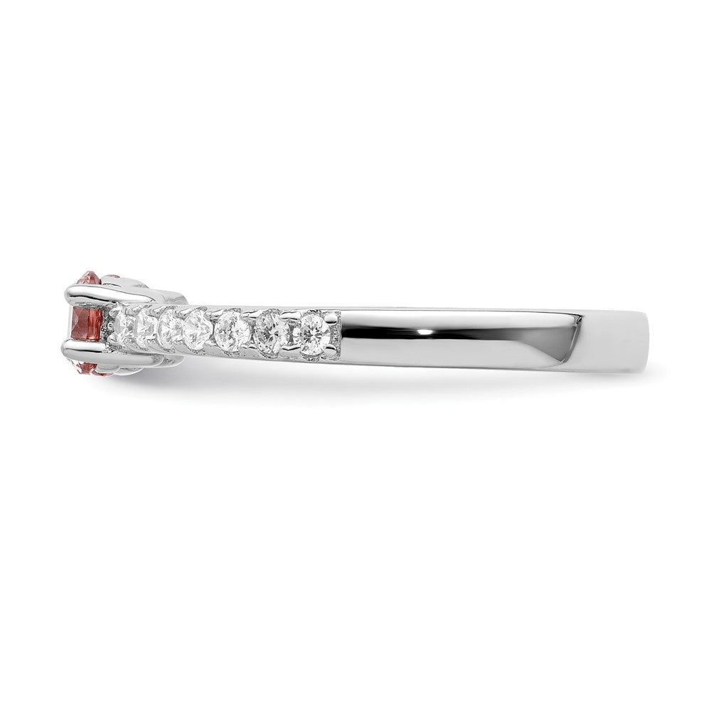 Sterlingsilber Rhodiniert Rosa Zirkonia Ring