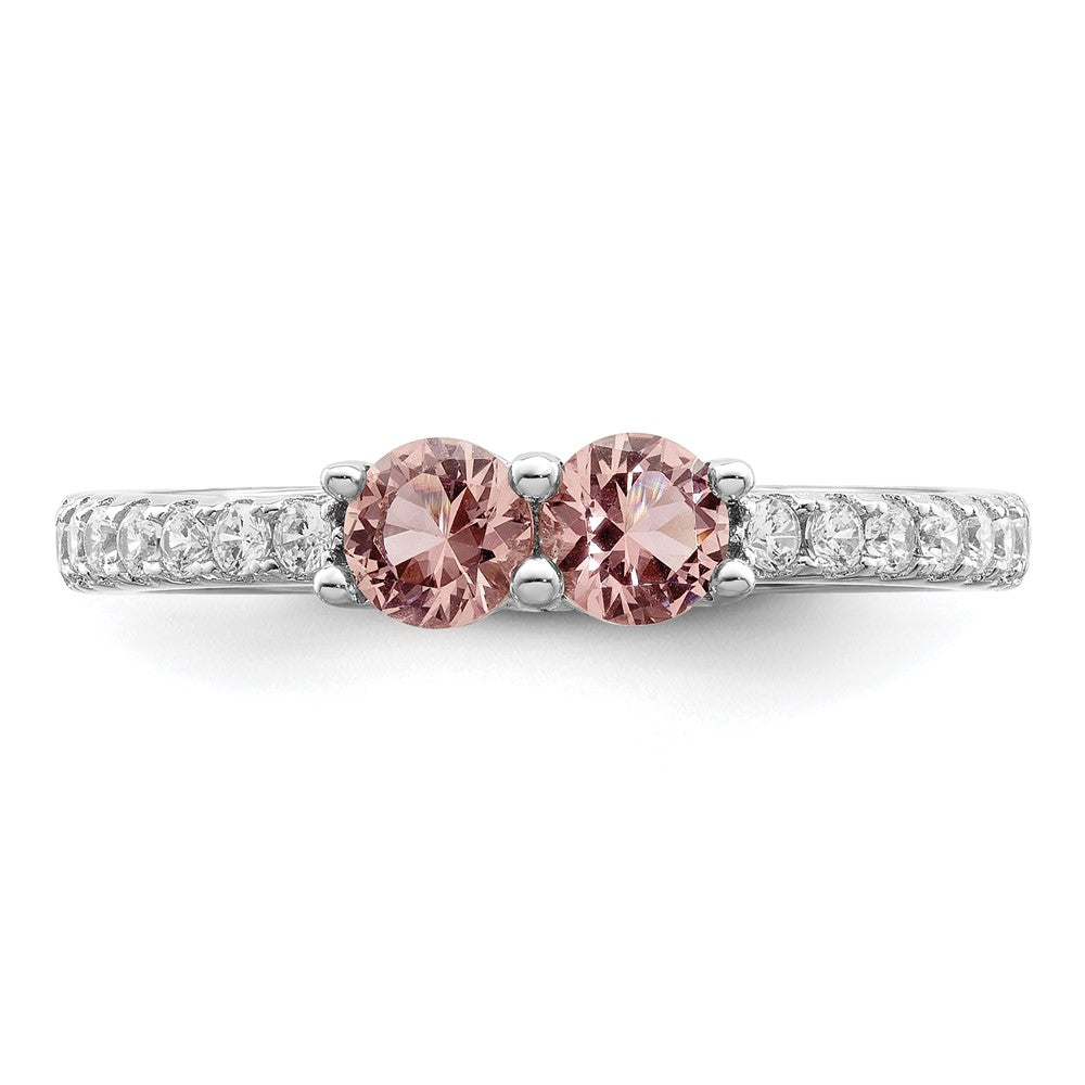 Sterlingsilber Rhodiniert Rosa Zirkonia Ring